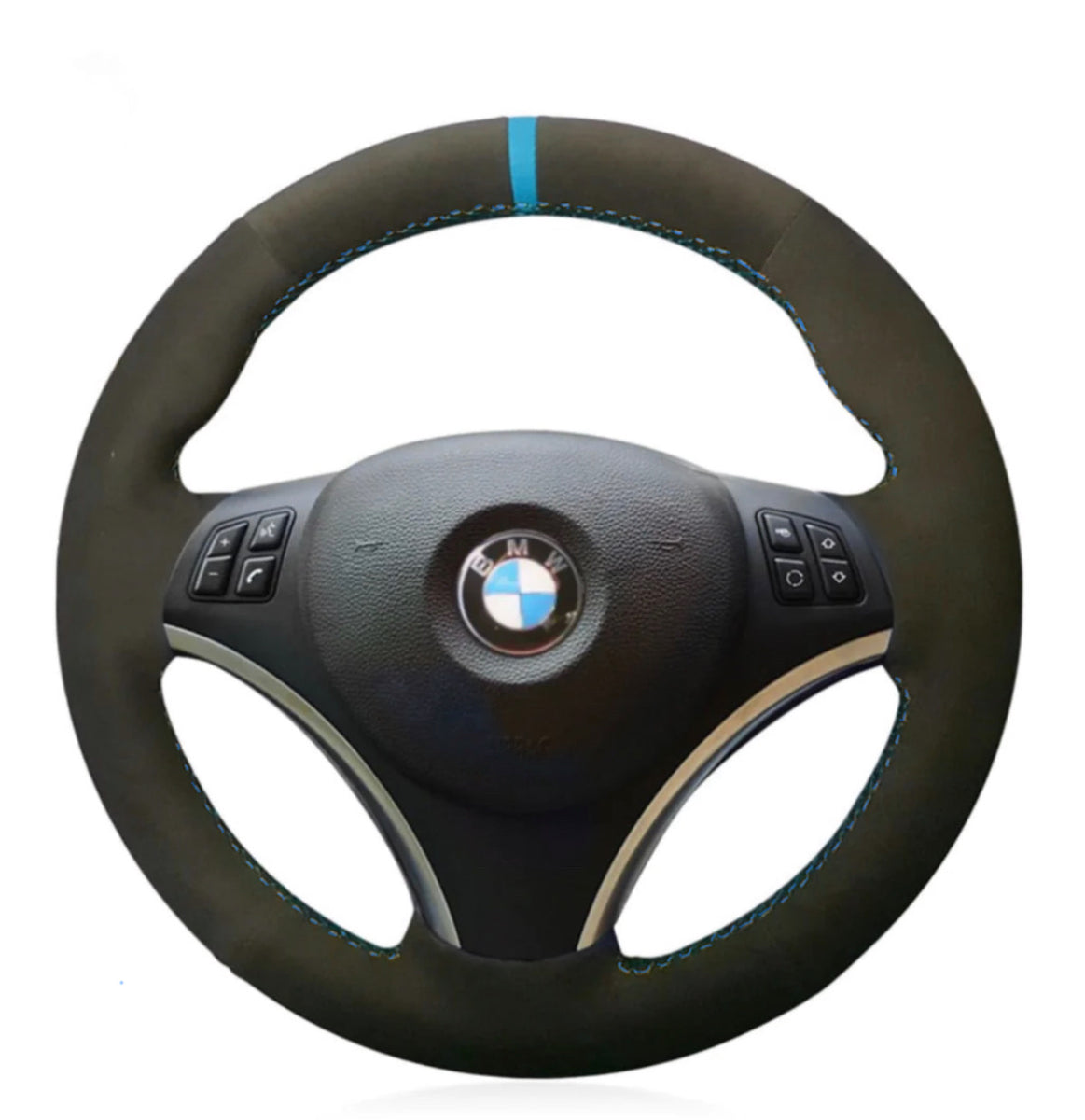 Volant BMW Série 3 E90 En Cuir Et Alcantara - Neuf, Personnalisé, Ref 10-242