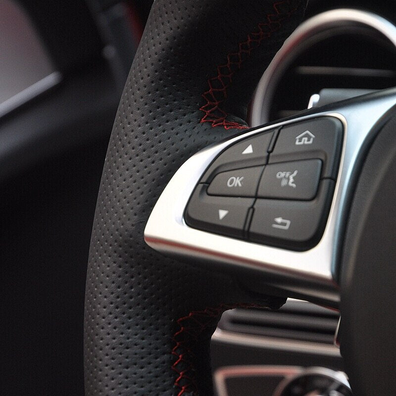 Autocollant Volant Fibre Carbone Noir Pour Mercedes Classe A/B/C/E/CLA/GLA/GLC/GLE - Accessoire Intérieur Style Sport