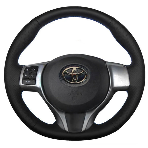 Housse De Volant En Cuir Synthétique Pour Toyota Yaris 2012-2018 - Noir Couture Main - Antidérapant Et Confortable